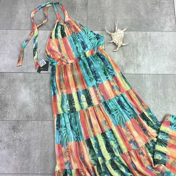 🔆O’NEILL🔆 JENNIFER MAXI DRESS vacation adjustable floral Hawaiian Maxi - Picture 14 of 16
